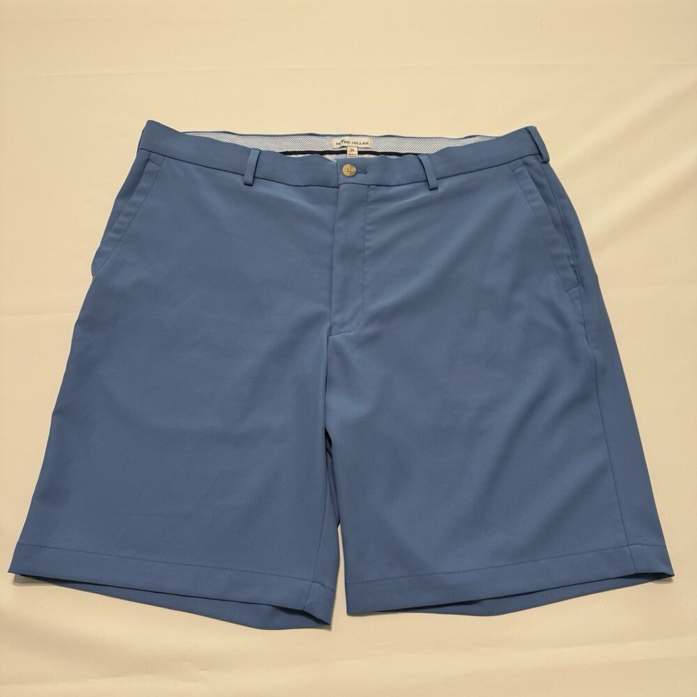 Peter Millar Mens 36 Blue Performance Golf Shorts Moisture Wicking Coastal